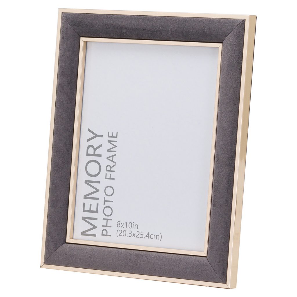 20853 Grey Velvet Gold Metal 8 x 10 Frame