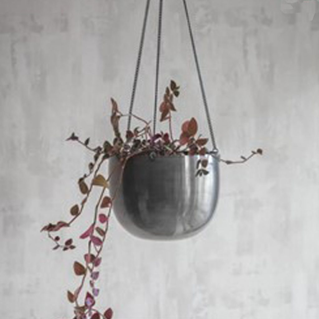 FPAP02 Grey Steel Hanging House Plant Pot