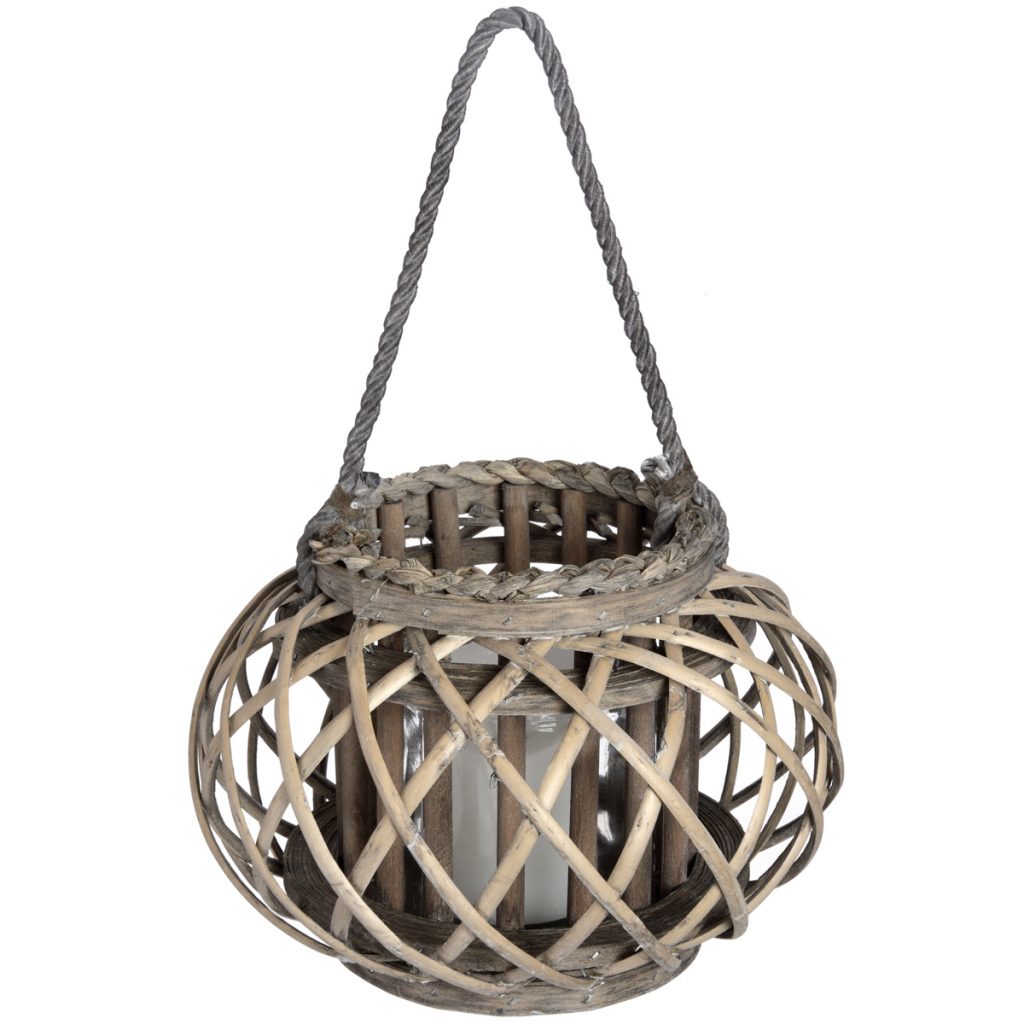 18728 Large Round Wicker Candle Lantern