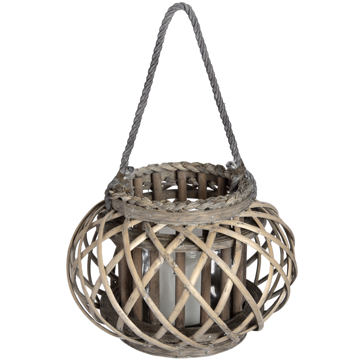 Large Round Wicker Candle Lantern Interior Flair