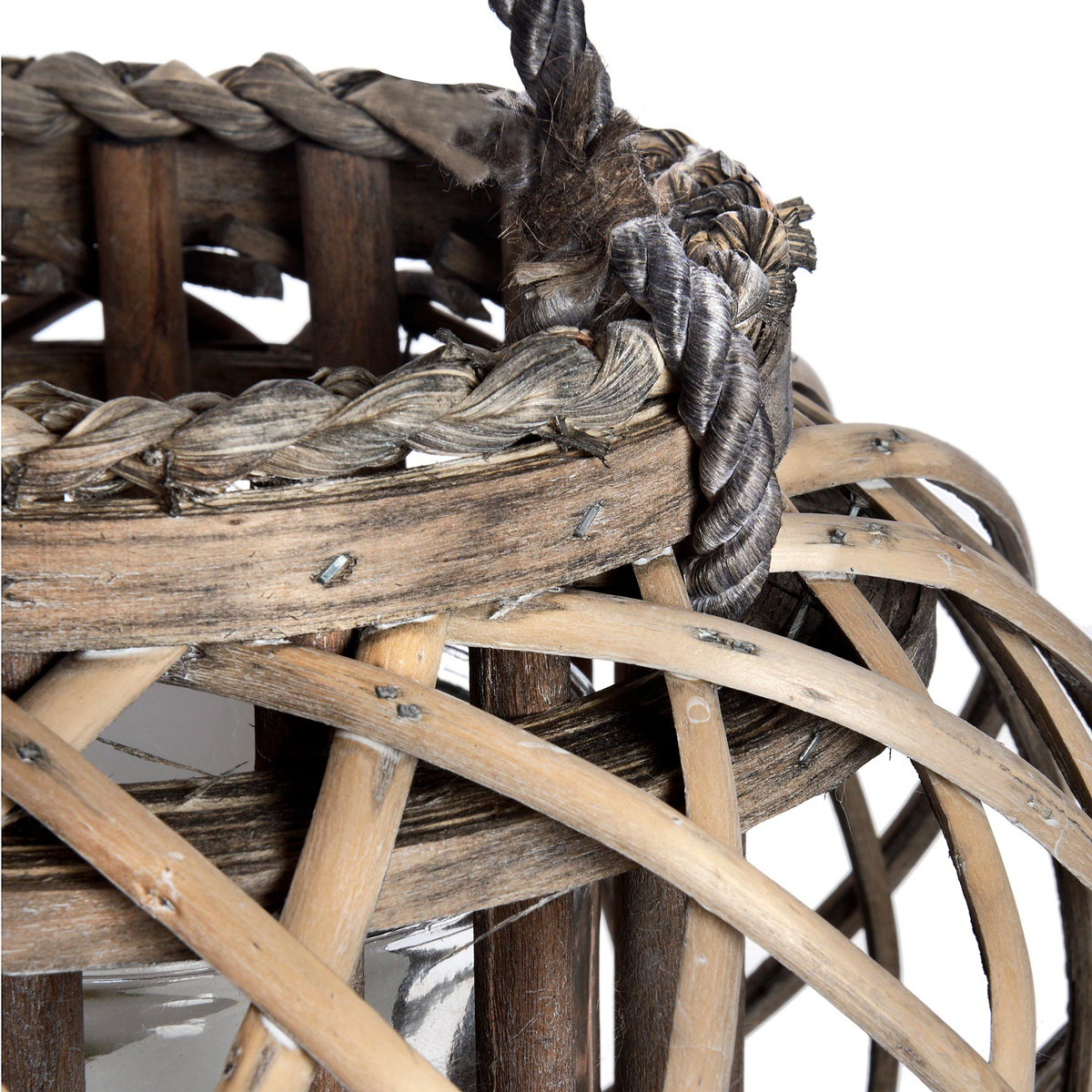 Large Round Wicker Candle Lantern Interior Flair