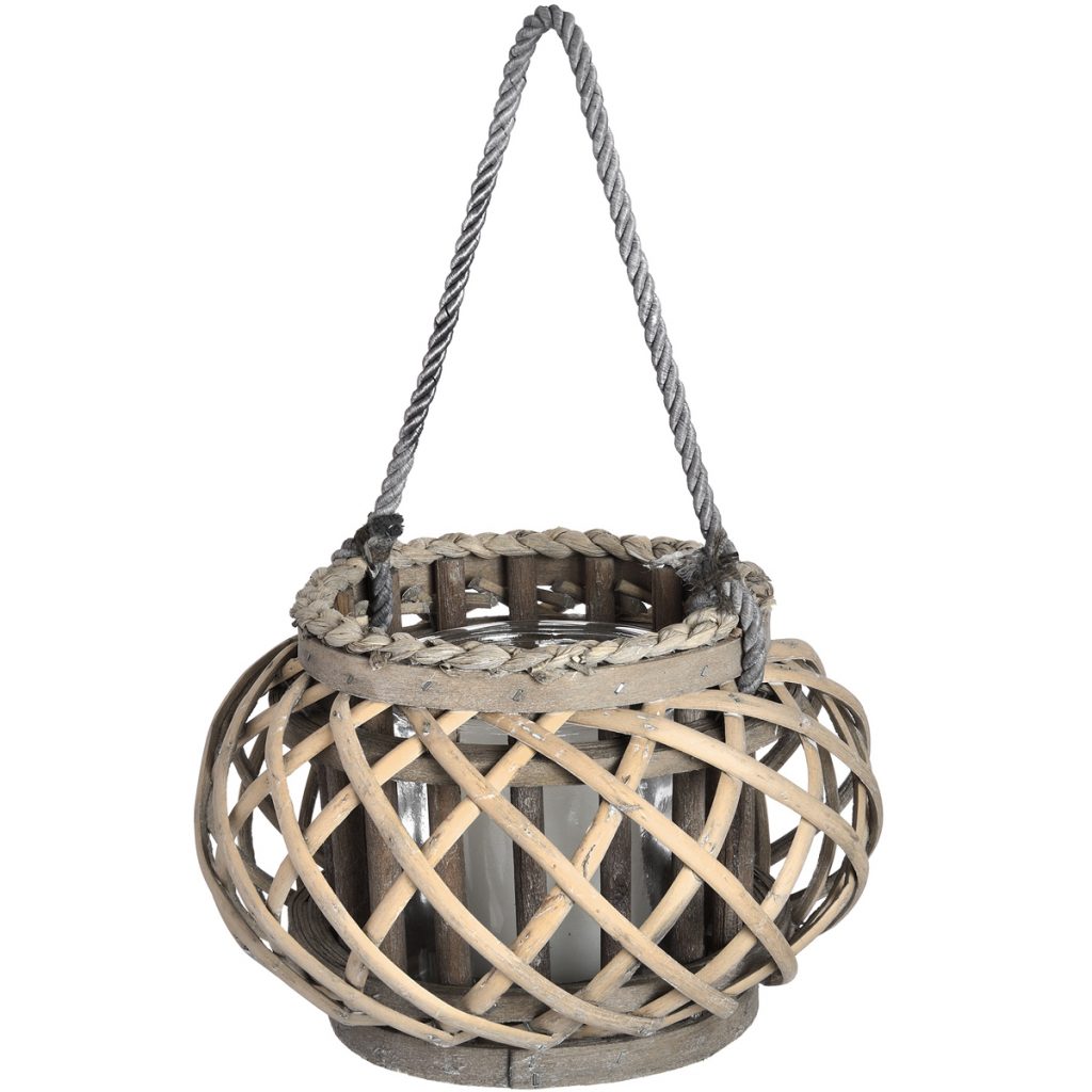 18729 Round Wicker Candle Lantern