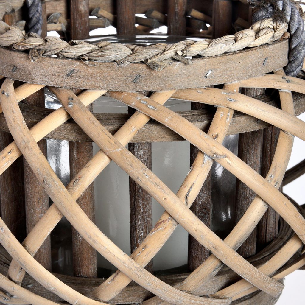 18729-a Round Wicker Candle Lantern