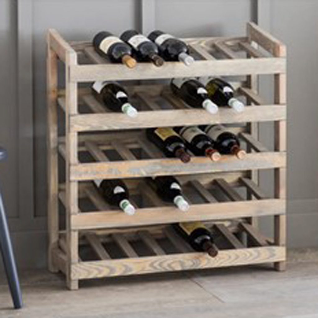 AWWR01 Rustic Wooden 35 Bottle Wine Rack a