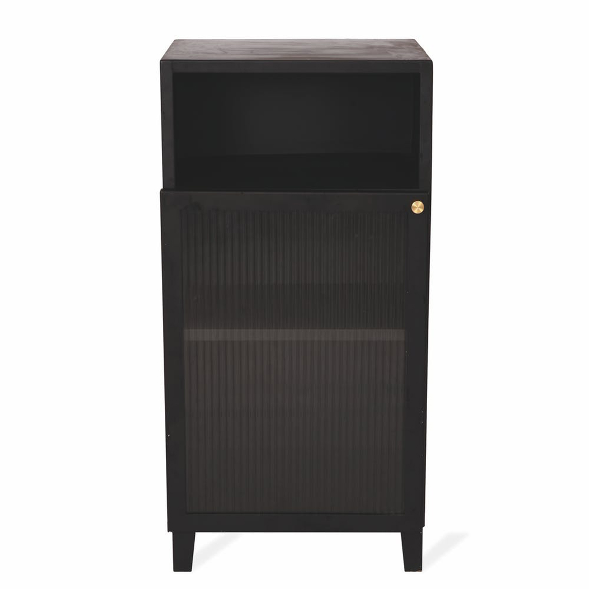 Narrow clearance black cabinet