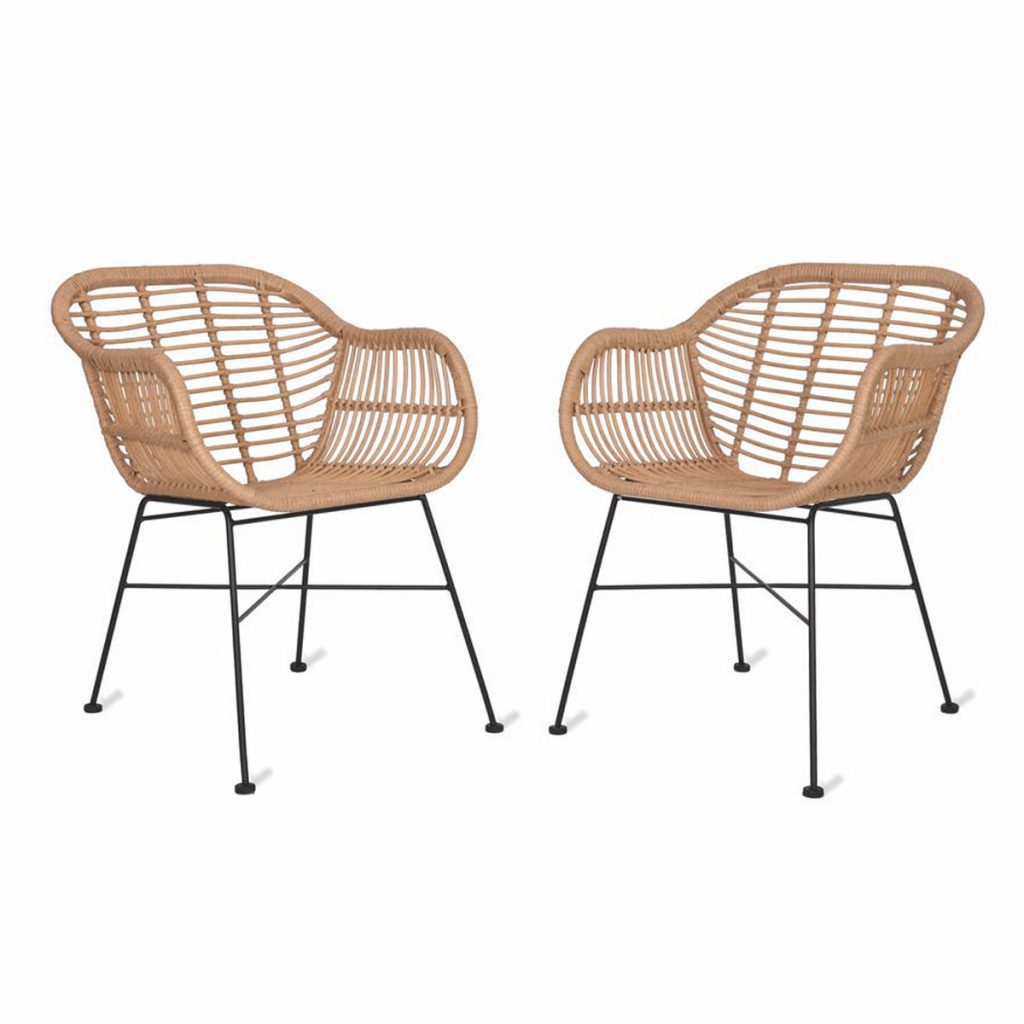 CHRA03_Pair Weatherproof Bamboo Dining Chairs
