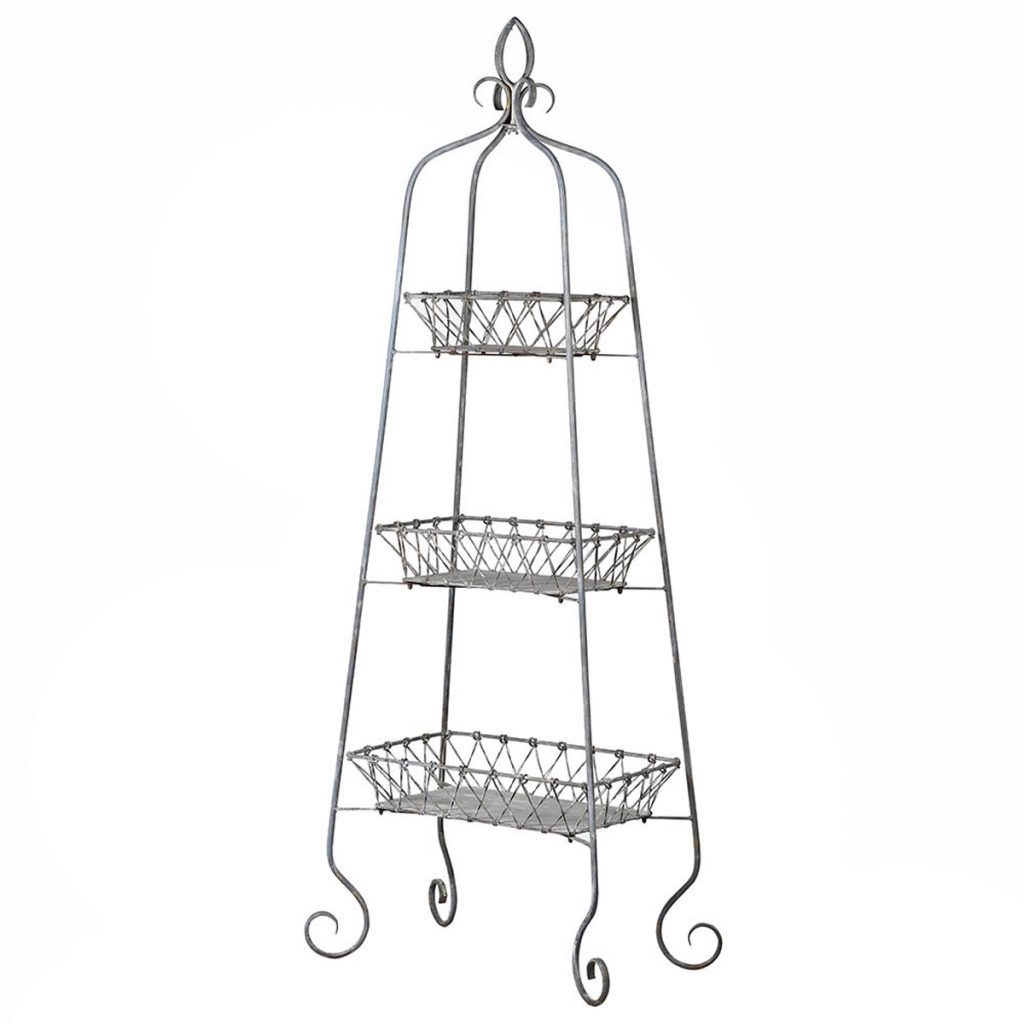 FHH024 Tall Vintage Grey Metal Shelf Rack