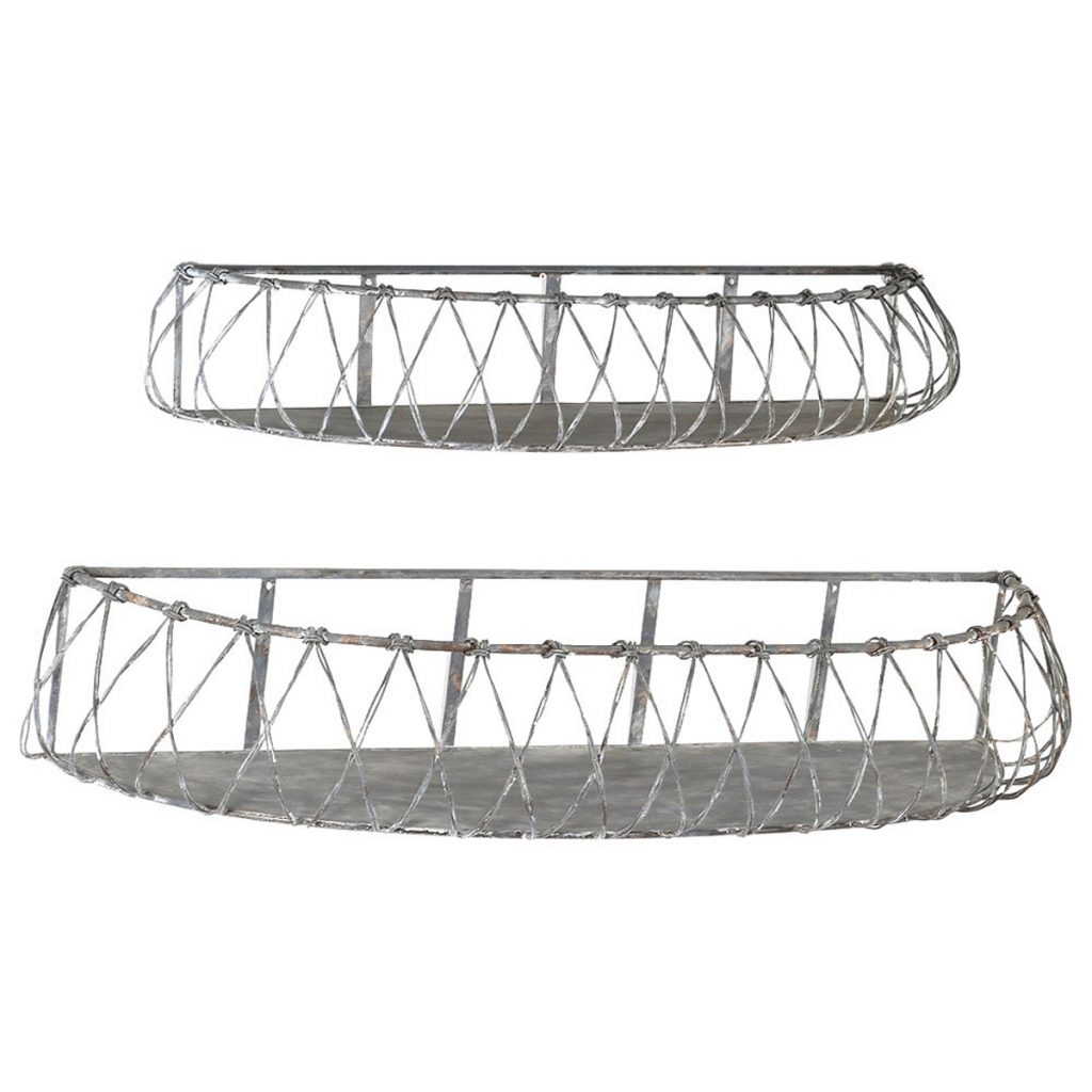 FHH025 Set of 2 Distressed Grey Wall Planters