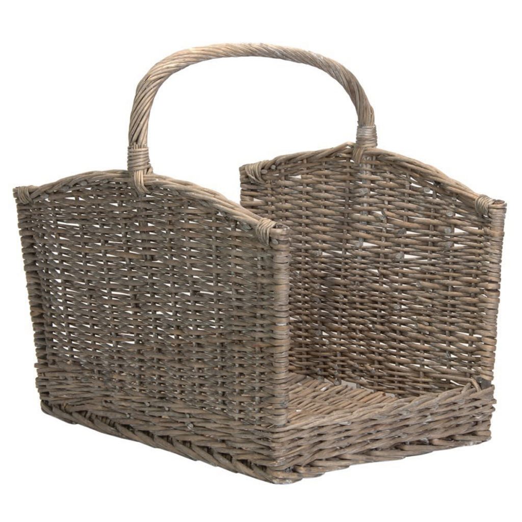 Large Grey Willow Log Basket Interior Flair