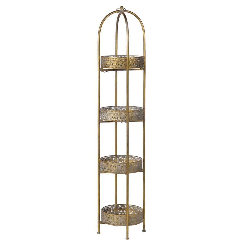 MFA025 Tall Ornate Gold Metal Tray Stand