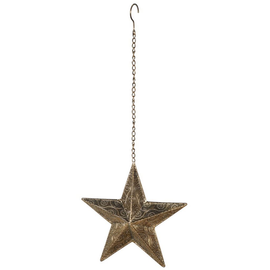 MFA114 Antique Gold Star Hanging Candle Holder