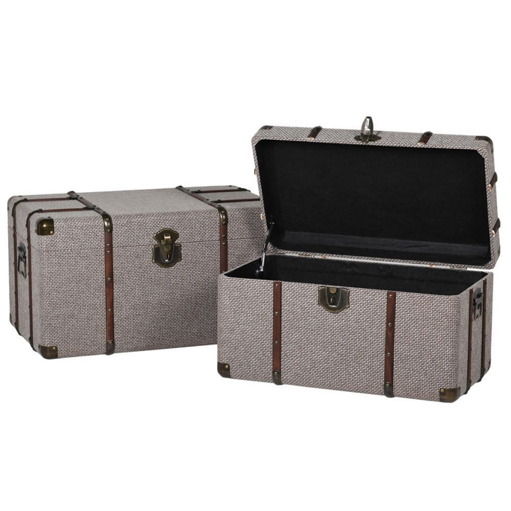 RR149 Set of 2 Brown Fabric Trunks