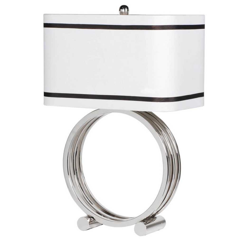 CLM004 Silver Circle Table Lamp with Shade