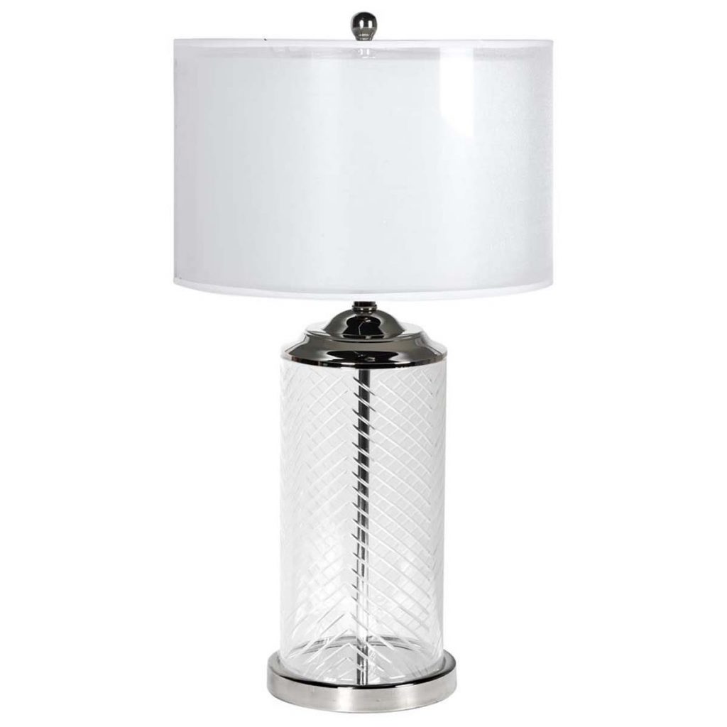 CLM014 a Cut Glass Silver Table Lamp