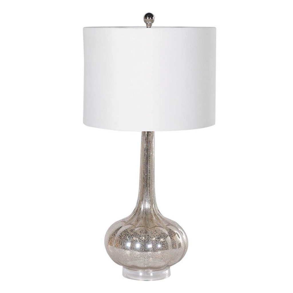 CTN047 Tall Textured Silver Glass Lamp
