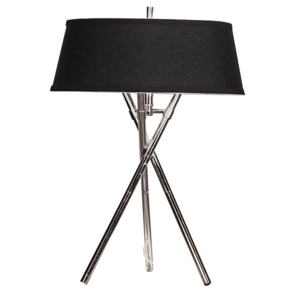 GPL050 Silver Tripod Lamp with Black Shade