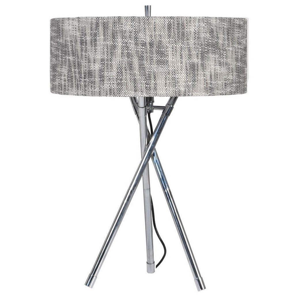GPL318 Silver Tripod Grey Lamp with Shade