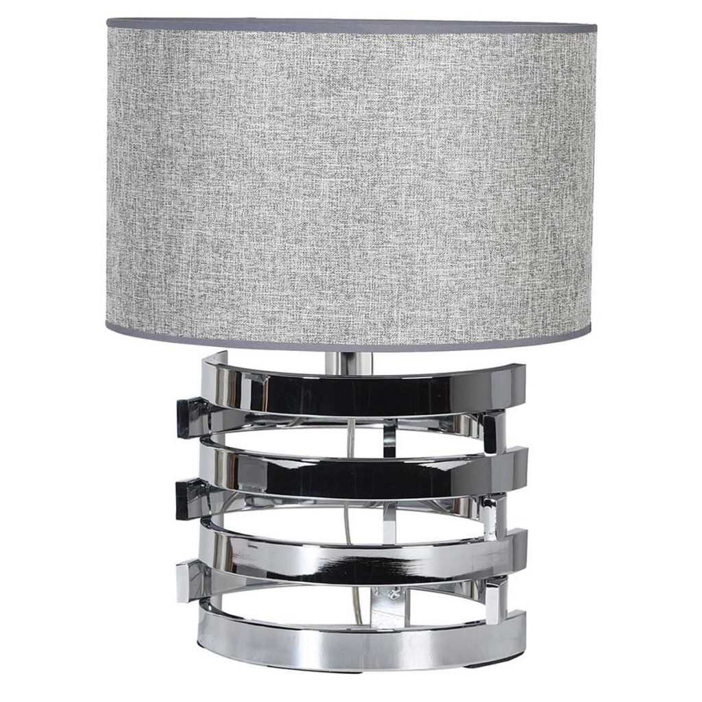 KEN117 Silver Table Lamp with Grey Shade