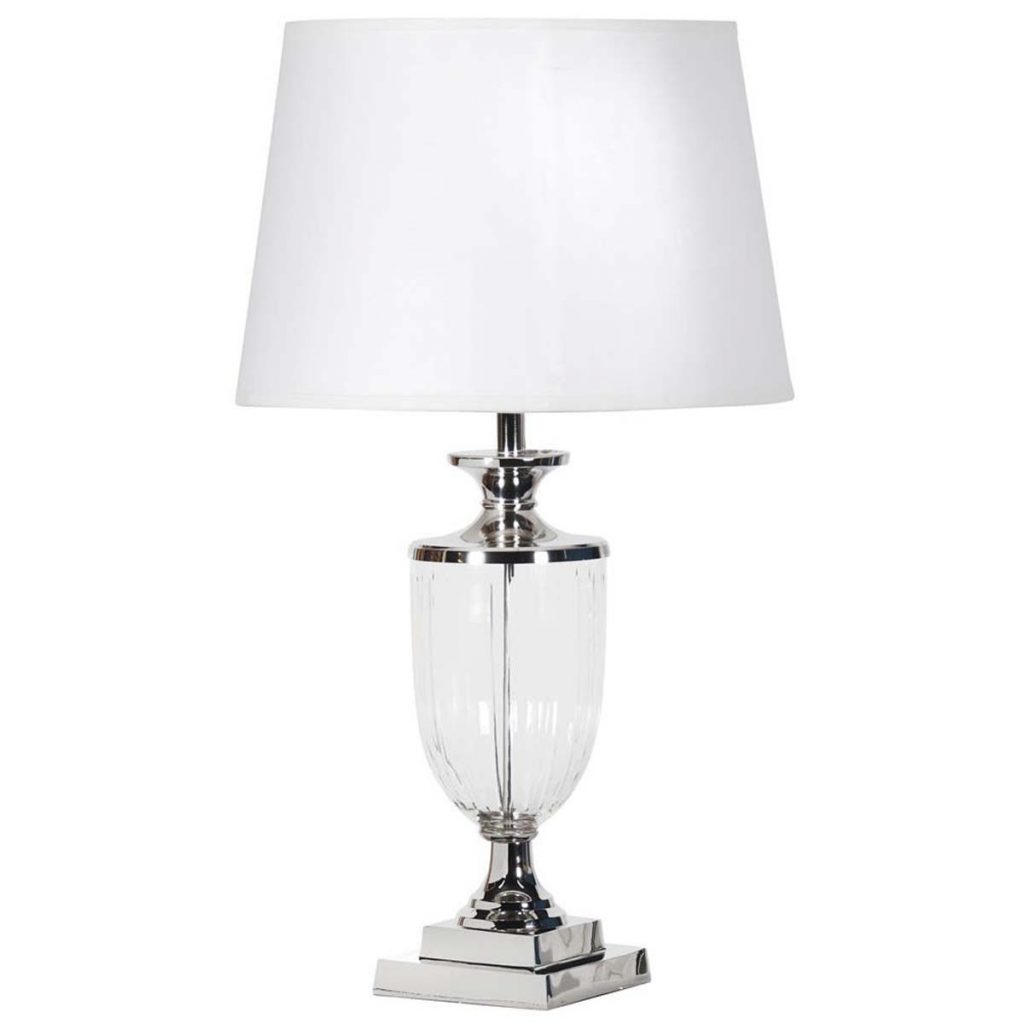 SML034 Tall Silver Glass Urn Table Lamp
