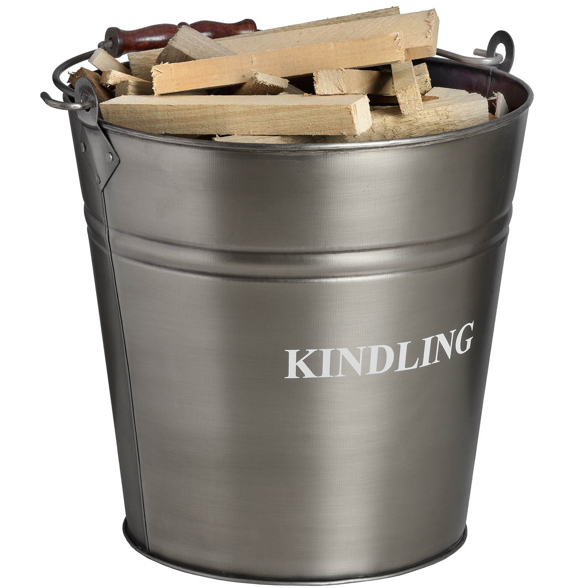 17540 Pewter Grey Fireplace Kindling Bucket Interior Flair