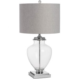 17596 Elegant Glass Vase Grey Table Lamp