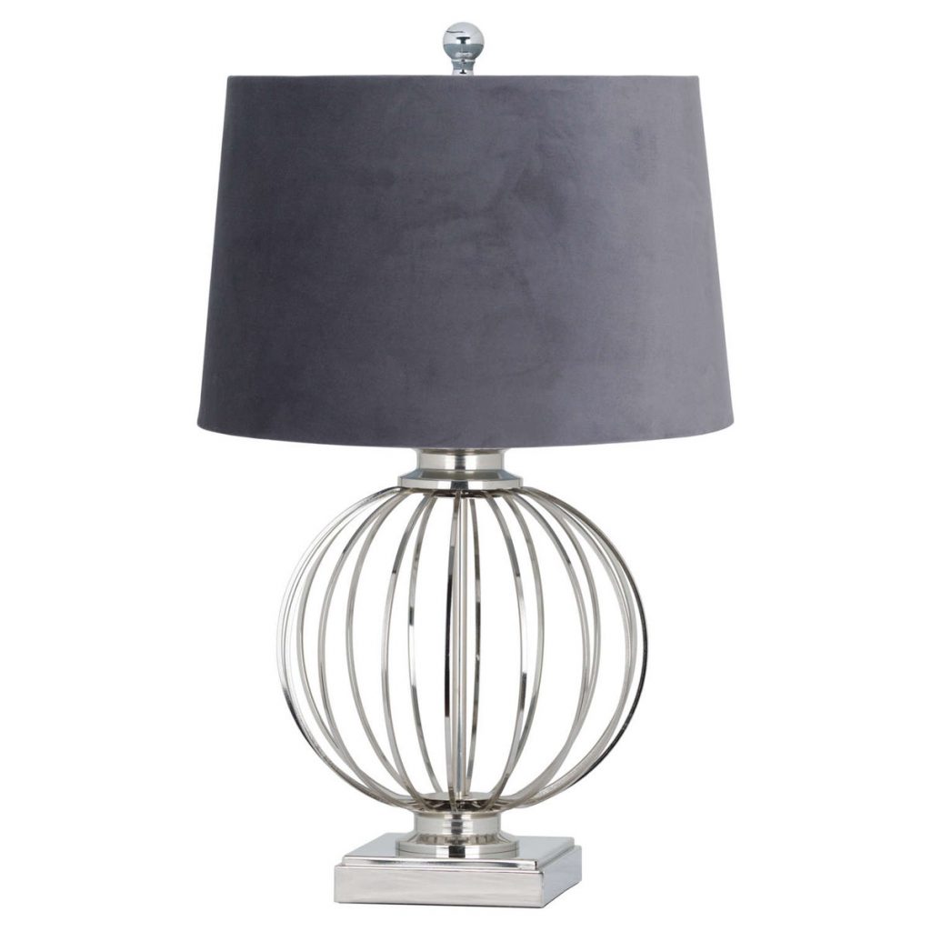 Round Silver Table Lamp with Shade Interior Flair