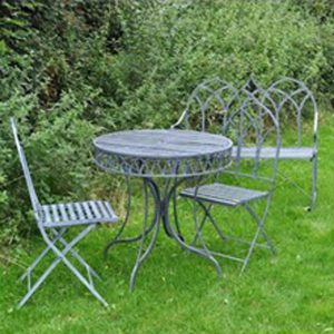 1029 Gothic Style Grey Metal Bistro Set