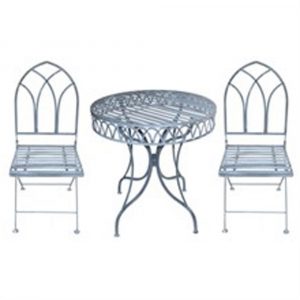 1029 a Gothic Style Grey Metal Bistro Set