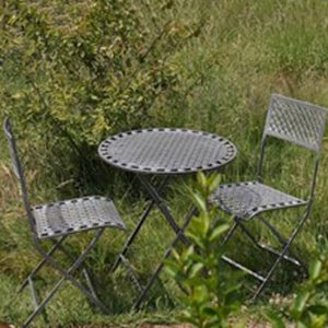 1034 Pewter Grey Decorative Floral Bistro Set