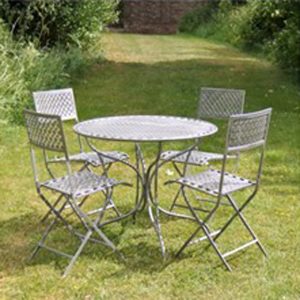 1035 Grey Floral Table & 4 Chairs Bistro Set
