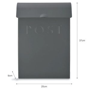 PBCO01 2 Charcoal Grey Steel Wall Post Box