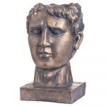 20196 Antique Bronze Roman Head Planter