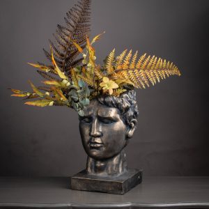 20196-c Antique Bronze Roman Head Planter