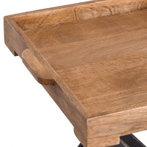 21122-a Wooden Black Folding Butlers Table