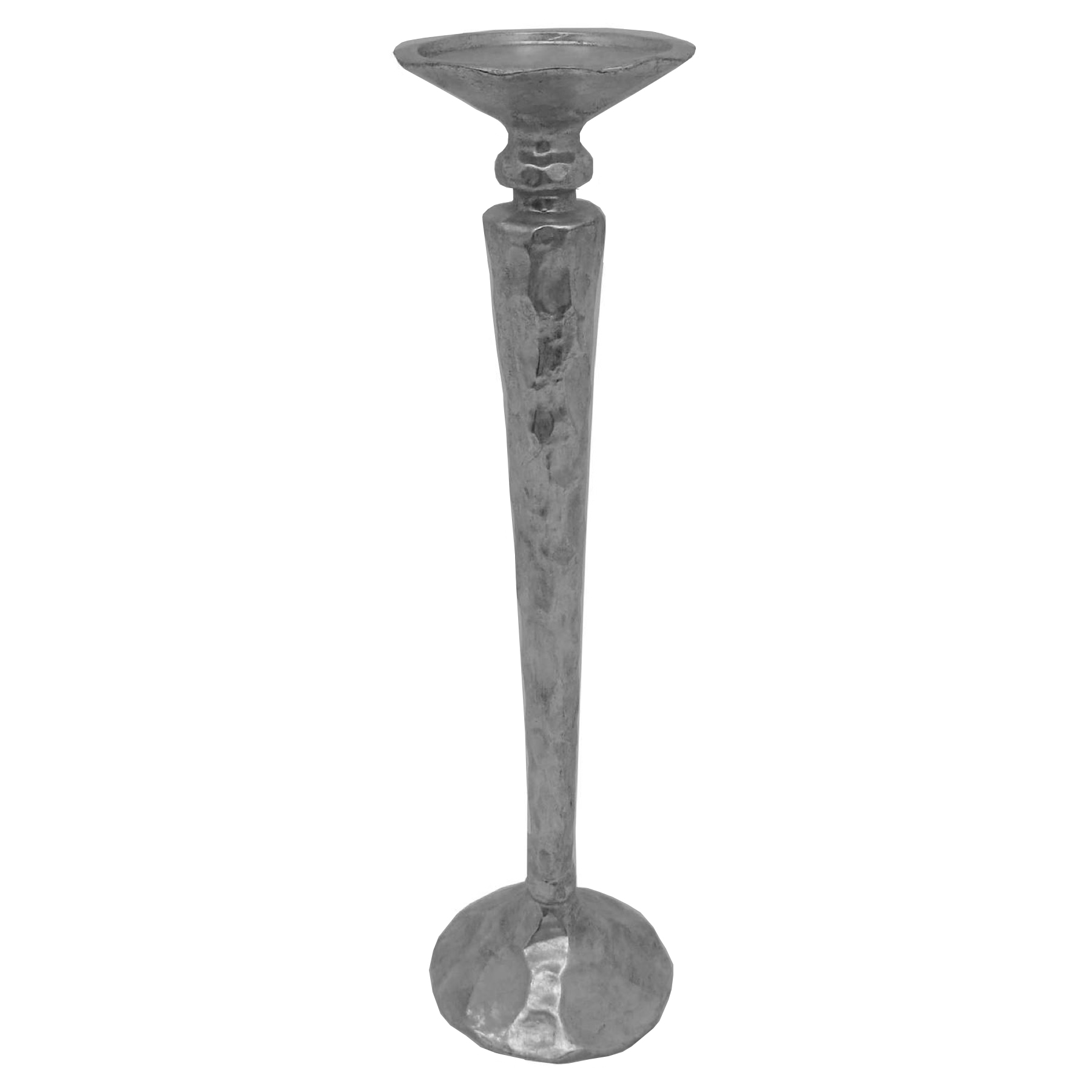 Large Silver Hammered Effect Candle Holder Interior Flair