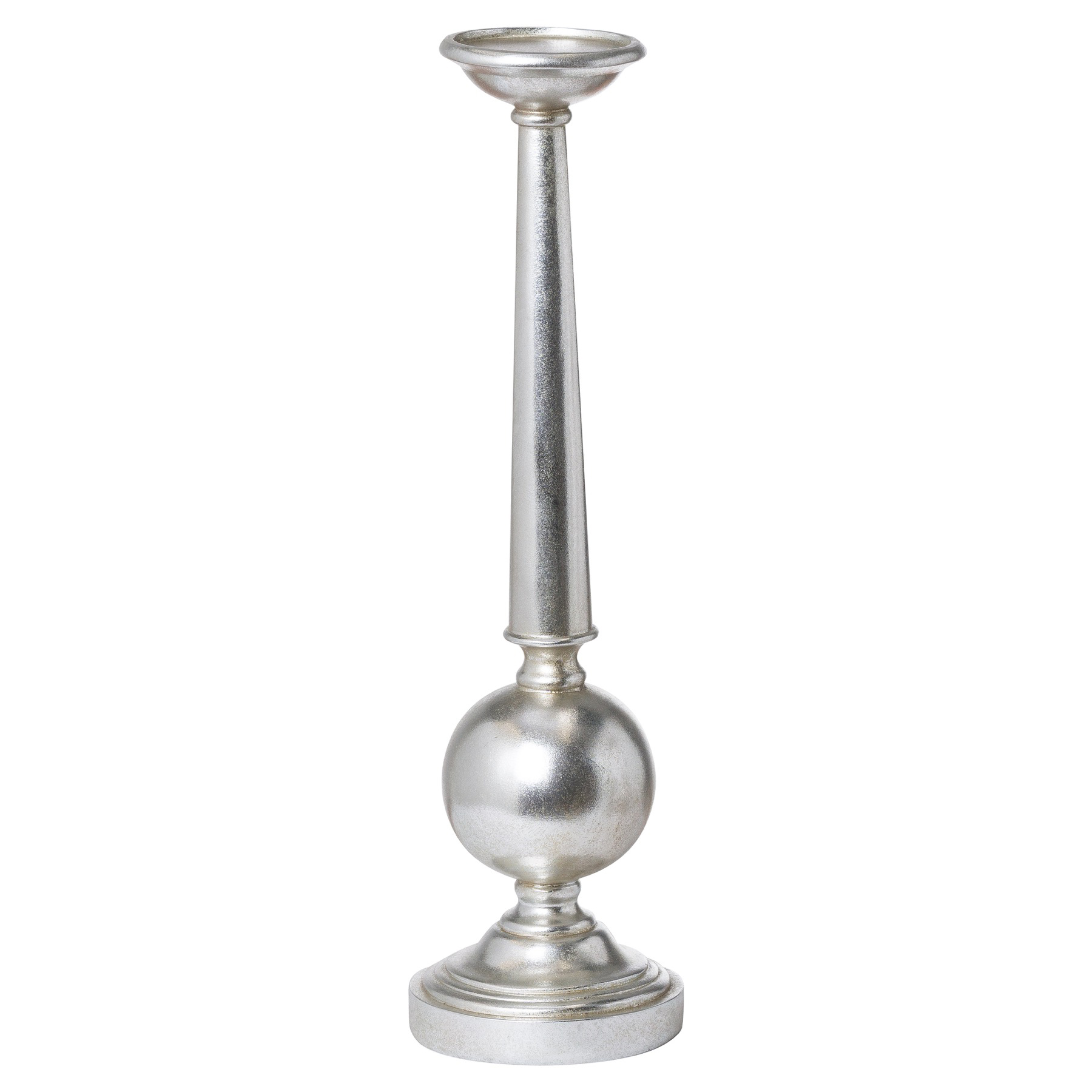 Large Silver Column Candle Stand Interior Flair