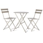 Clay Taupe Steel Bistro Set