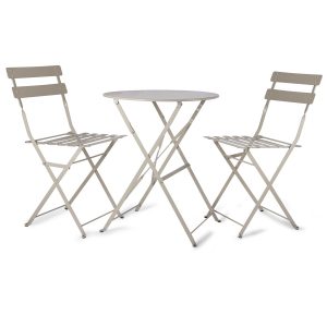 Clay Taupe Steel Bistro Set