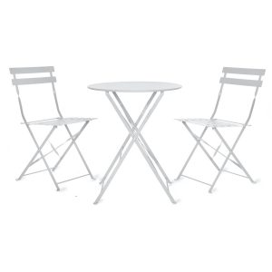 Cream Chalk Steel Bistro Set