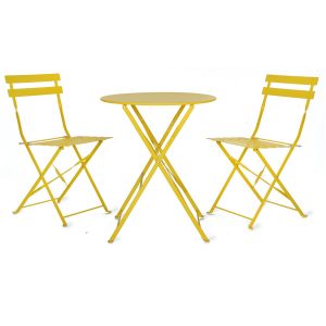 Lemon Yellow Steel Bistro Set