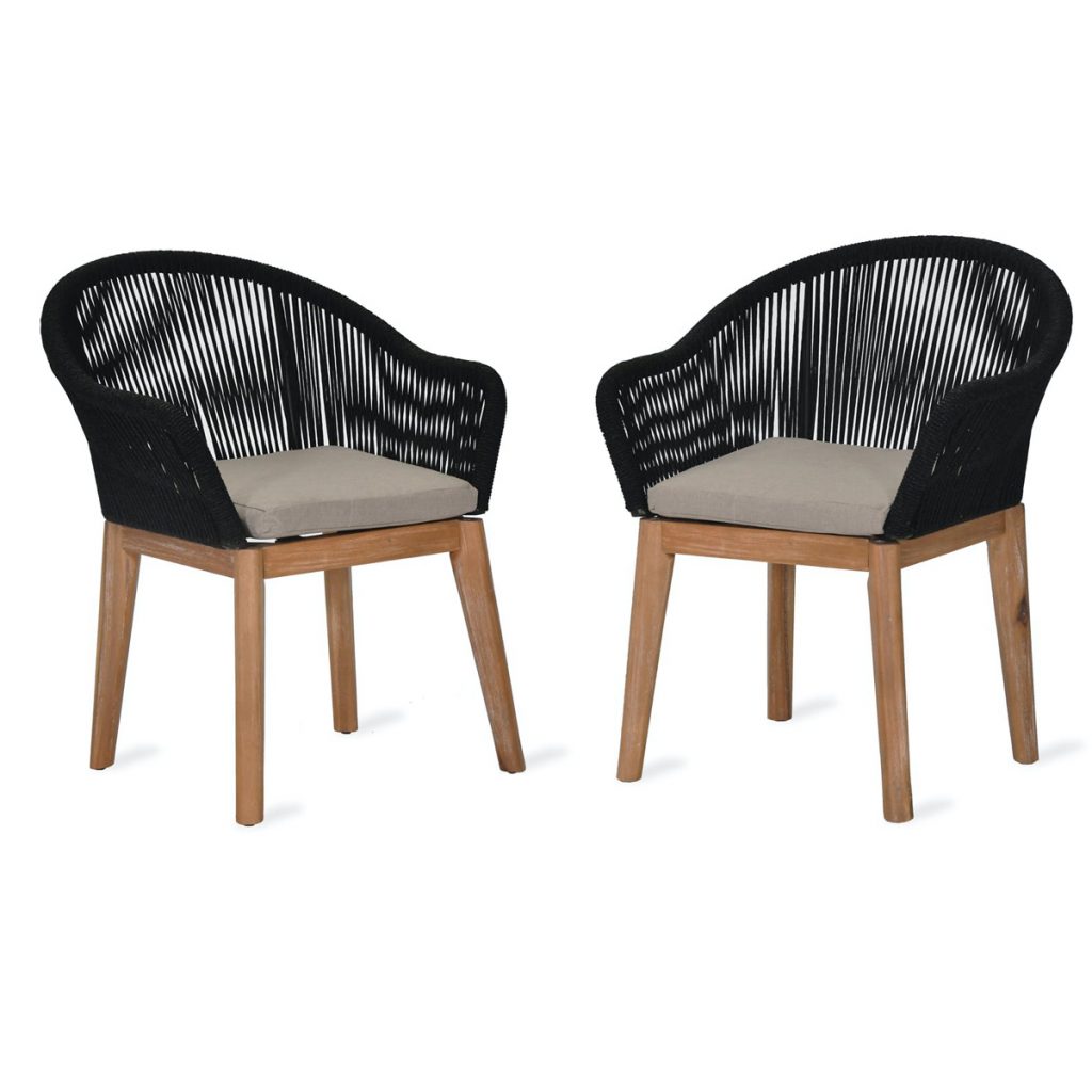 Pair Black Wooden Garden Chairs Interior Flair