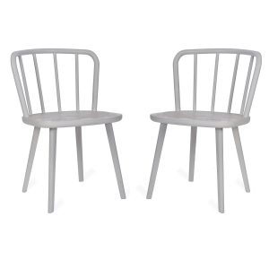 Pair White Curved Back Chairs