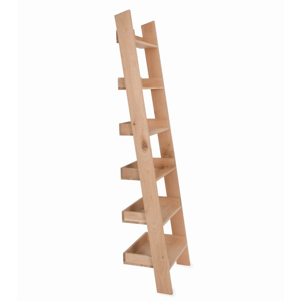 Raw Oak Storage Shelf Ladder Interior Flair