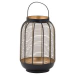 21116 Black Gold Wire Candle Lantern