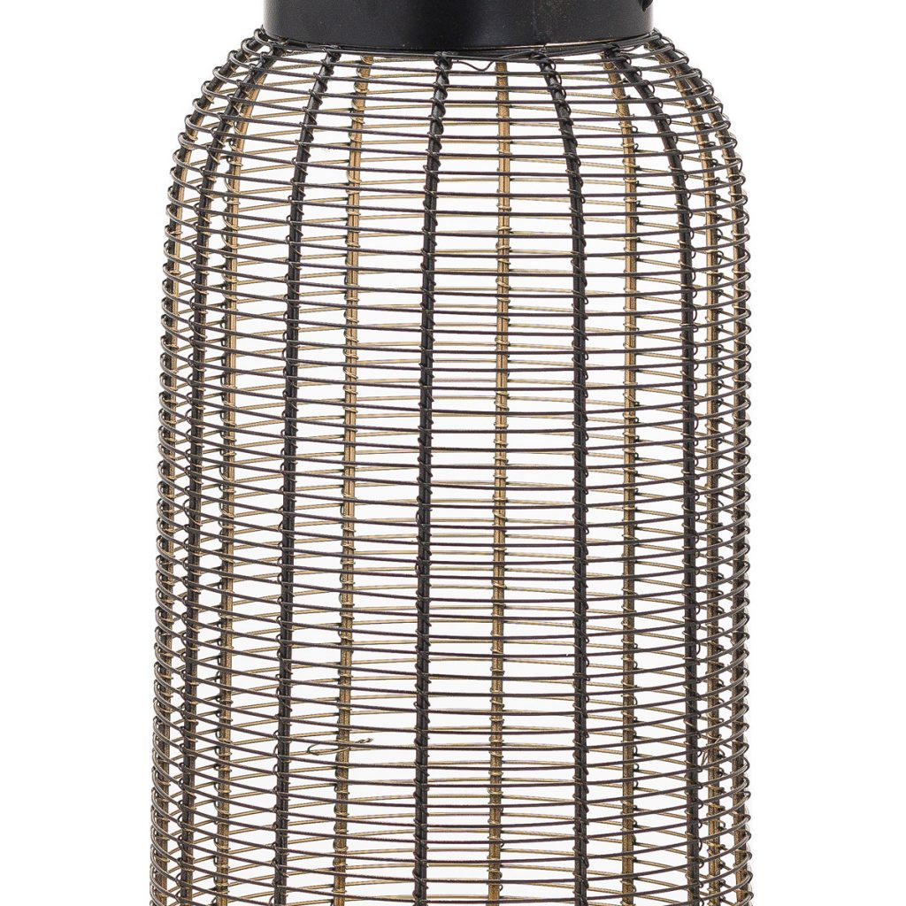 21117-a Large Black Gold Wire Candle Lantern