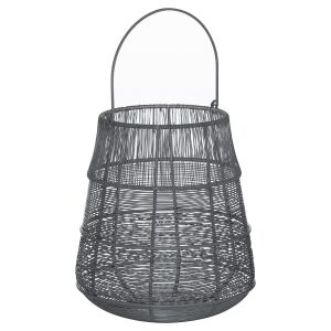 21681 Grey Silver Wire Conical Candle Lantern