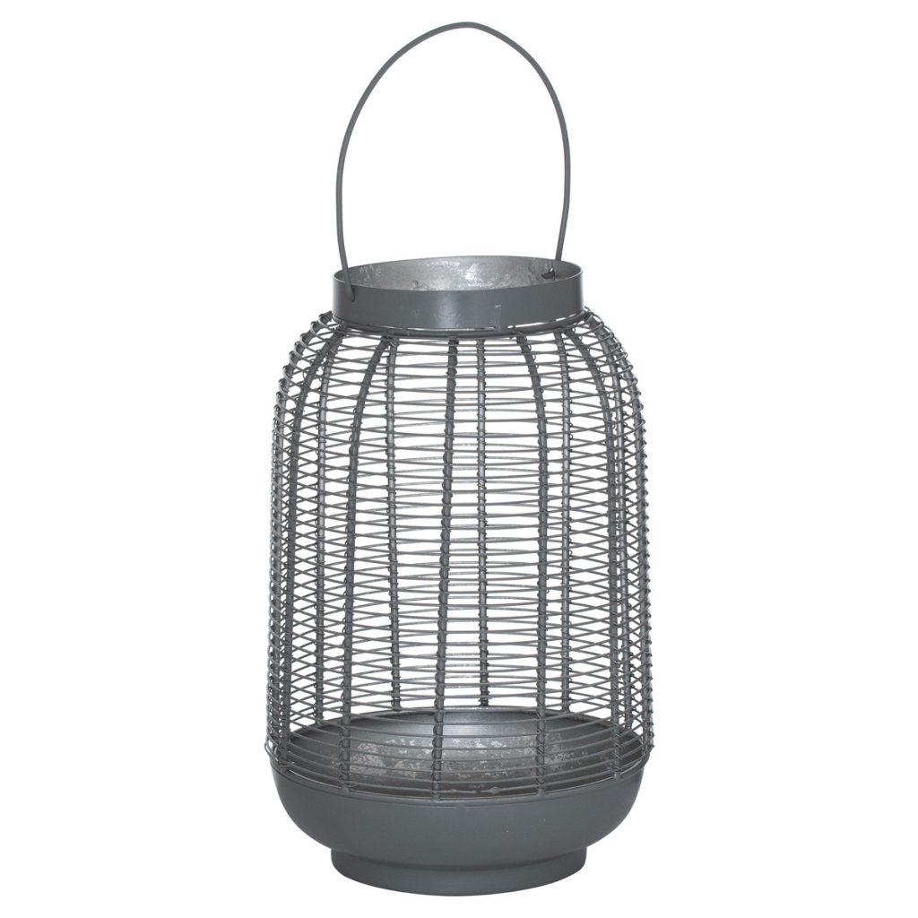 21683 Grey Silver Wire Candle Lantern