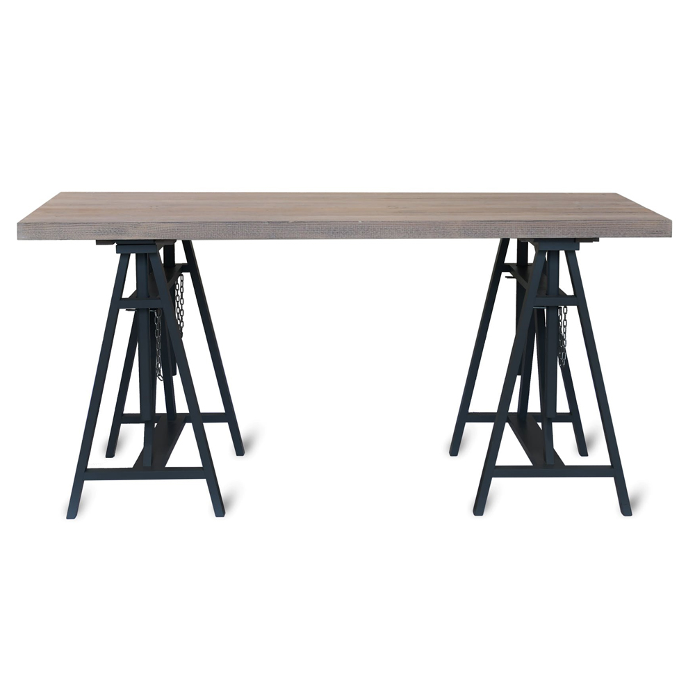 Adjustable Grey Trestle Desk Table