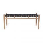 Black Woven Wooden Bench