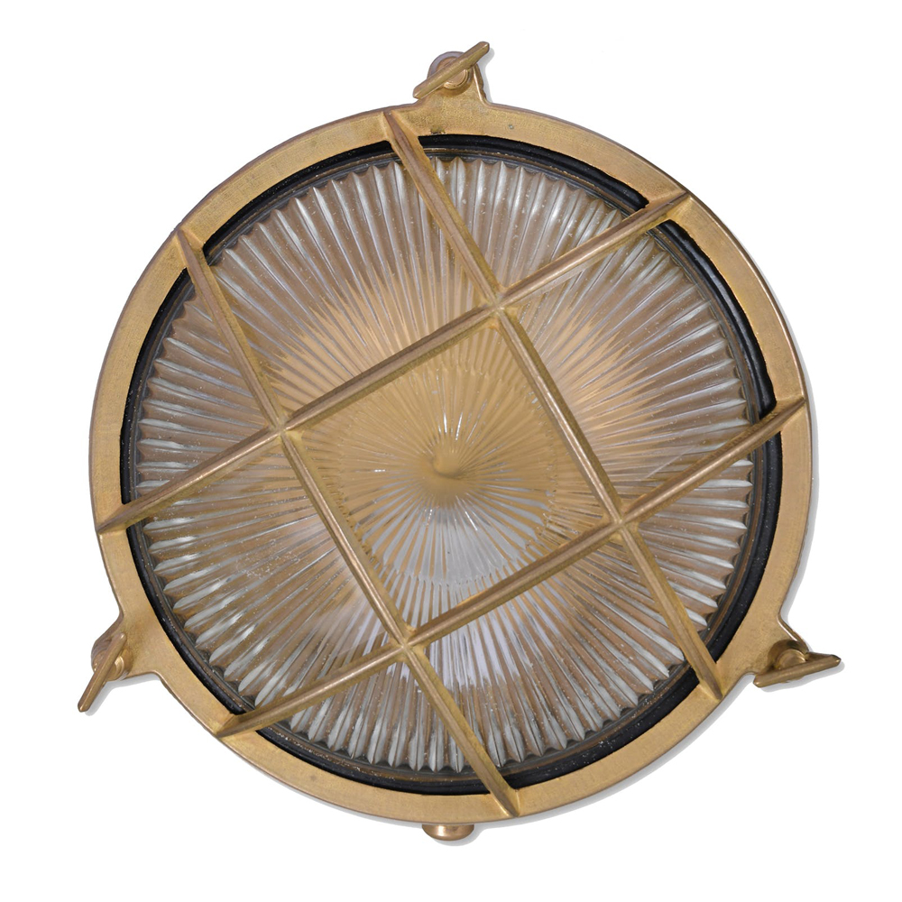 Brass Round Outdoor Wall Light